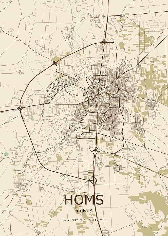 Homs Syria City Map Poster