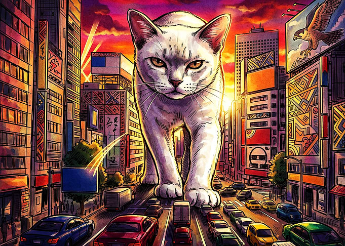Giant Cat Tokyo City Anime Poster