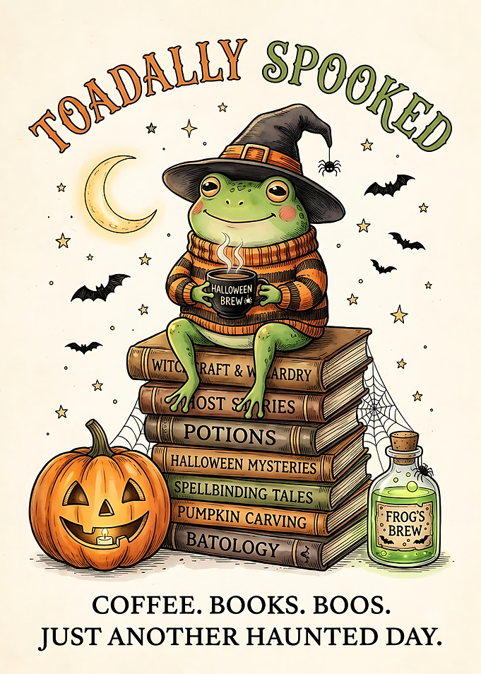 Toadally Spooked Halloween Frog Illustration