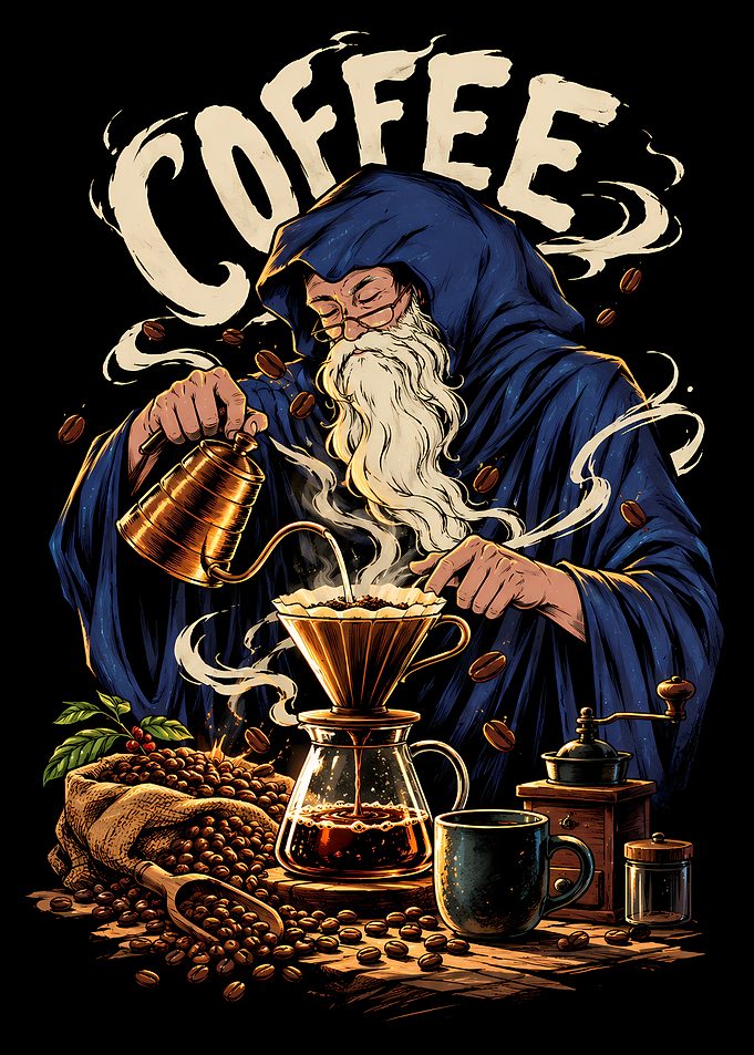 Wizard Brewing Coffee Illustration