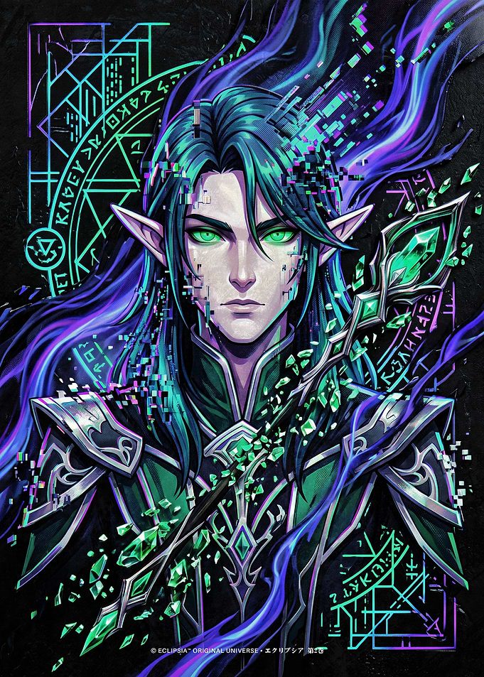 Glitch Elf Mage Digital Art