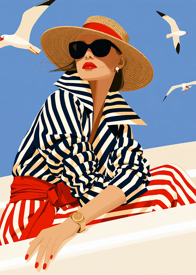Stylish Woman in Nautical Fashion