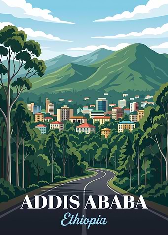 Addis Ababa Ethiopia Travel Poster