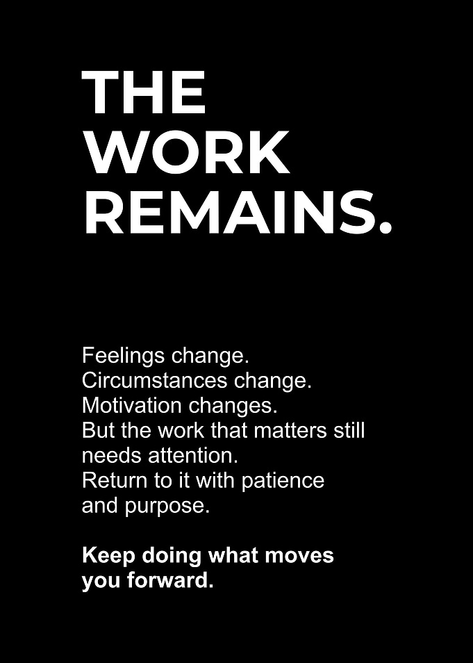 The Work Remains Inspirational Quote Poster