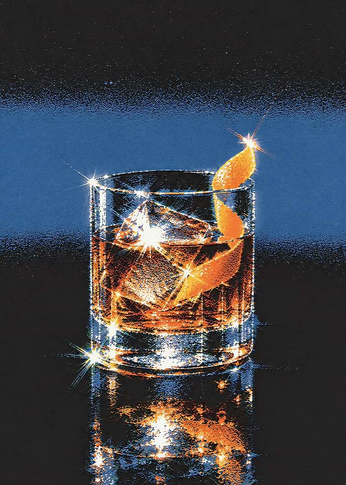 Sparkling Old Fashioned Cocktail Illustration