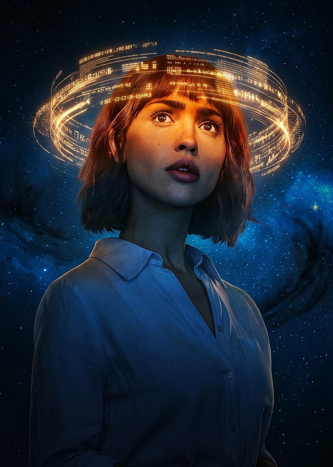 Sci-Fi Cyber Woman Hologram Poster