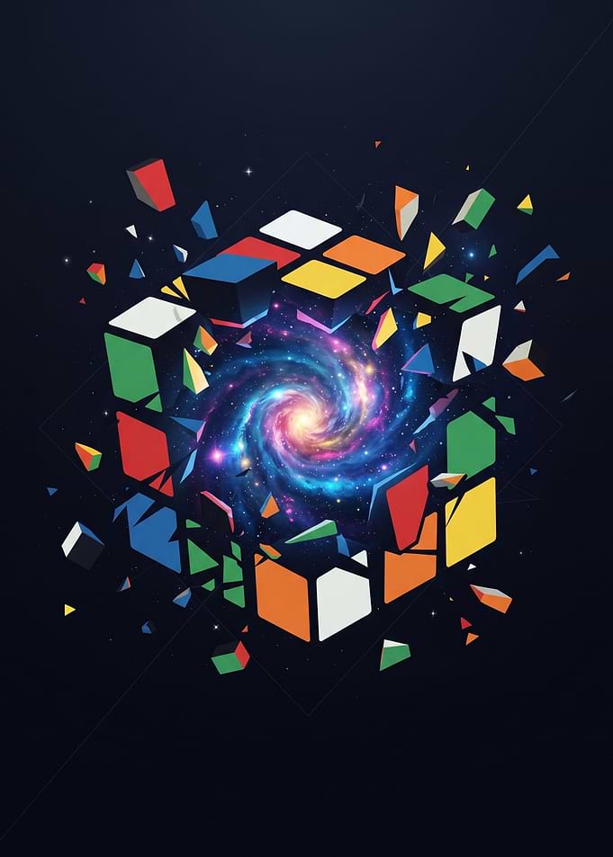 Exploding Rubik's Cube Galaxy Art