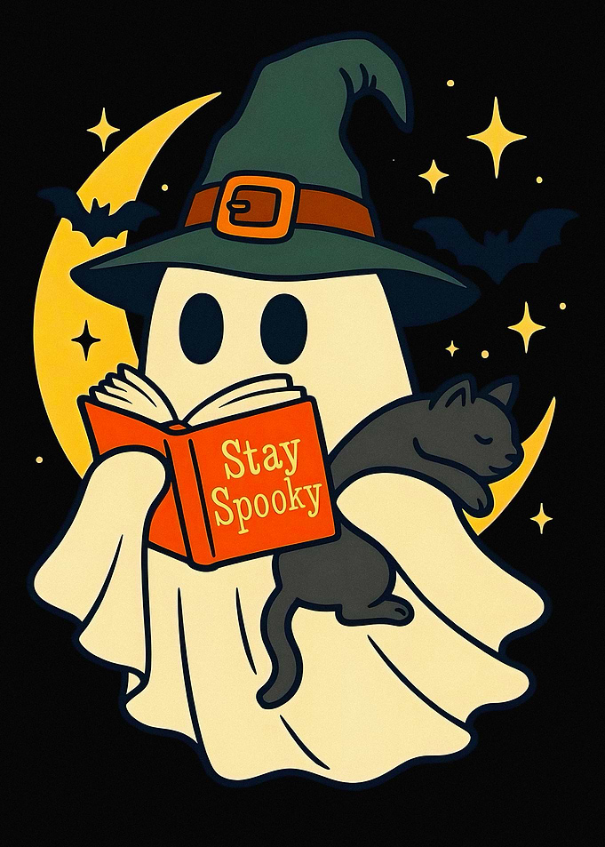 Cute Ghost Reading Stay Spooky Book