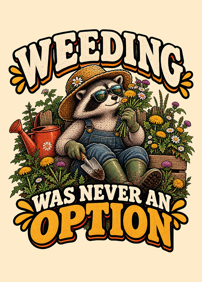 Funny Raccoon Gardener T-Shirt Design
