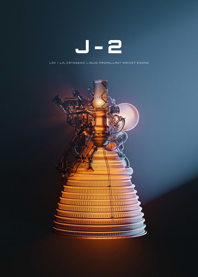 J-2 Rocket Engine Technical Poster