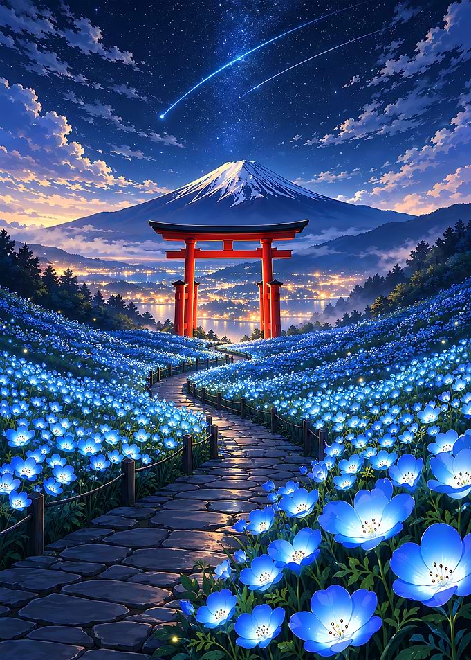 Mount Fuji and Torii Gate