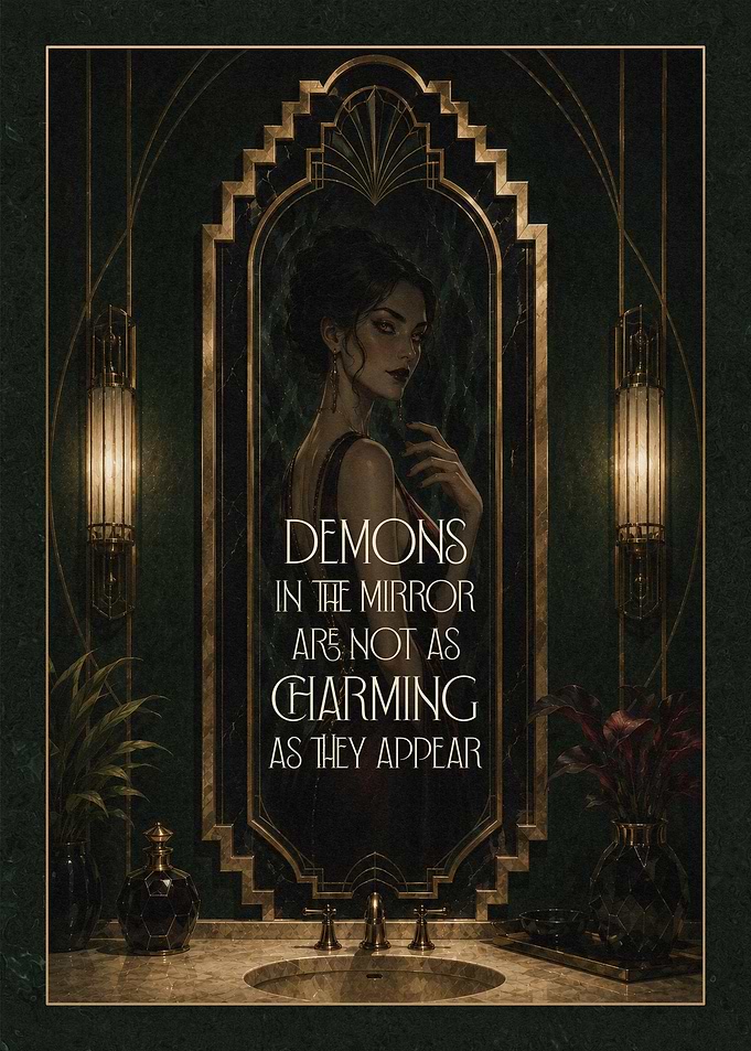 Art Deco Demon Mirror Quote Poster