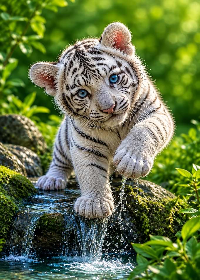 Adorable White Tiger Cub Playing