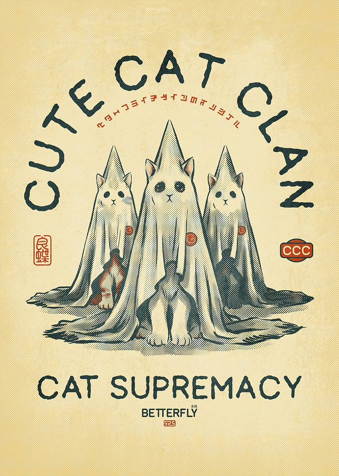 Cute Cat Clan Ghost Costume Poster