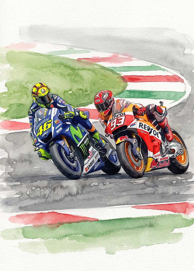 Valentino Rossi and Marc Marquez Racing