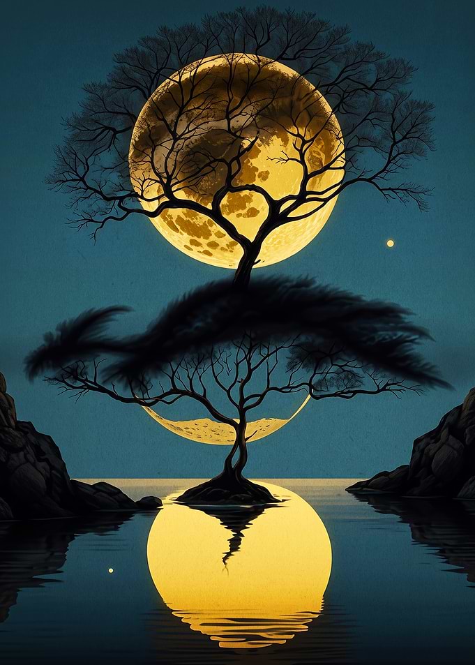 Tree Moon Surreal Fantasy Art Poste