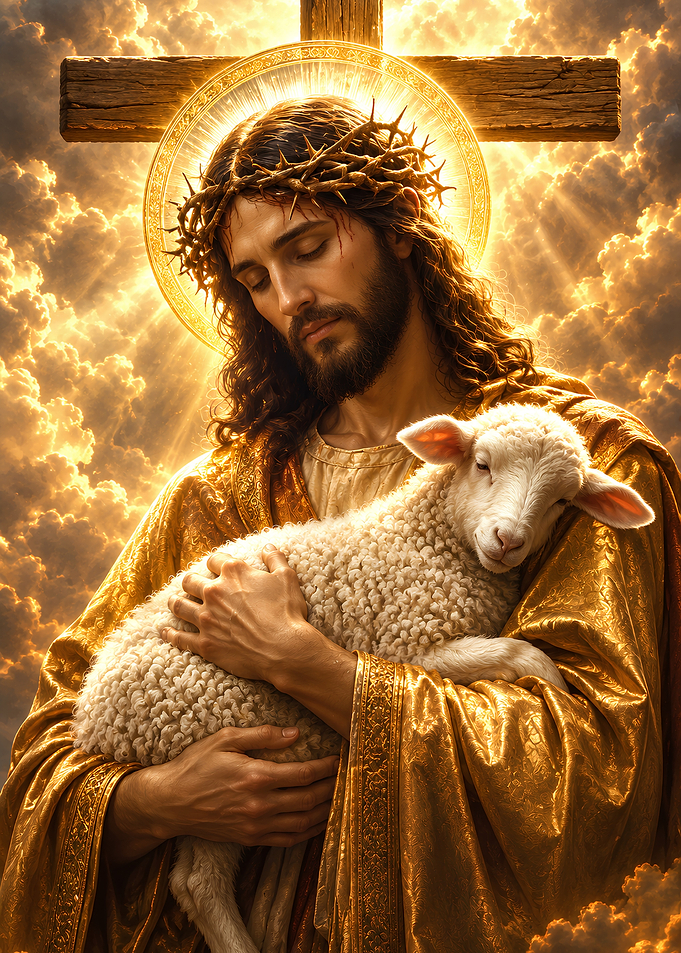 Jesus Christ Holding a Lamb