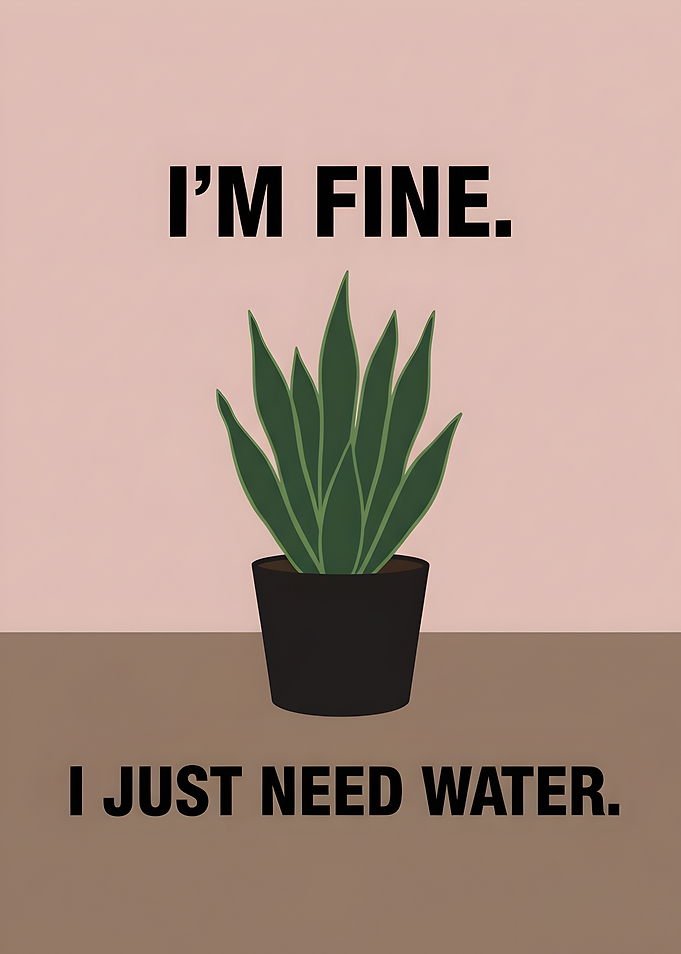 I'm Fine Funny Plant Poster