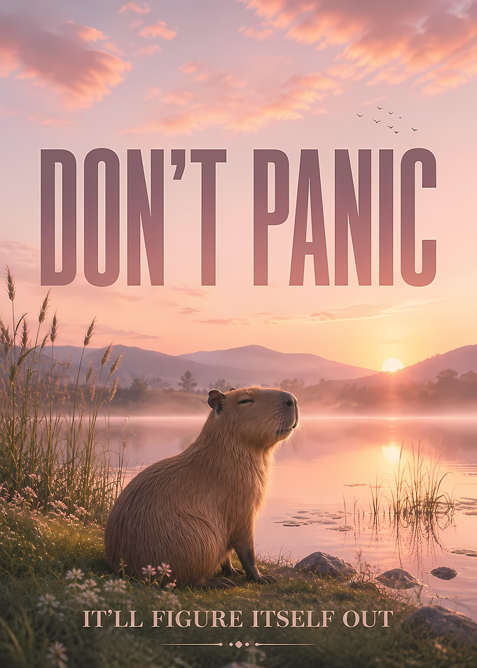 Don't Panic Capybara Calm Nature Poster