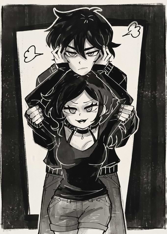 Goth Couple Anime Illustration