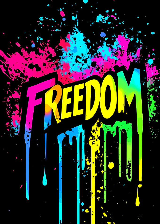 Neon Freedom Graffiti Text Art