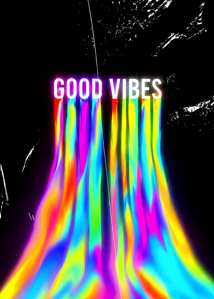 Good Vibes Neon Rainbow Poster