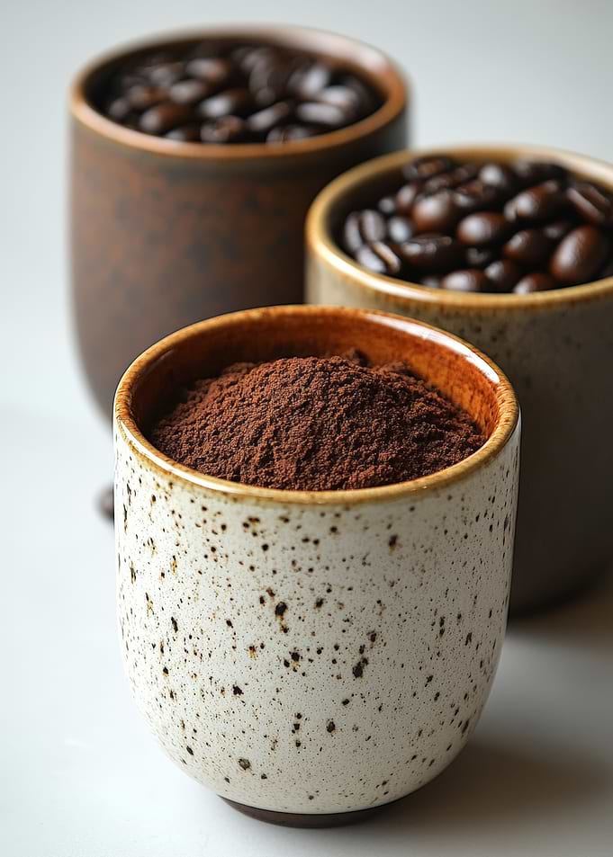 Three Ceramic Cups of Coffee