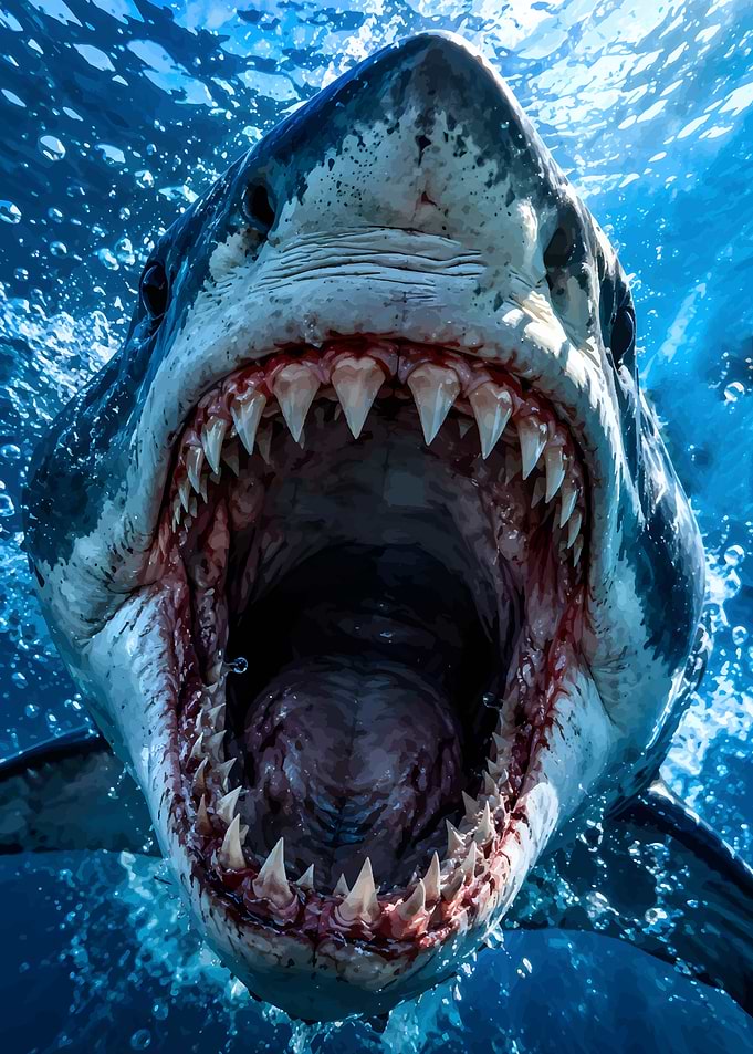 Great White Shark With Open Jaws