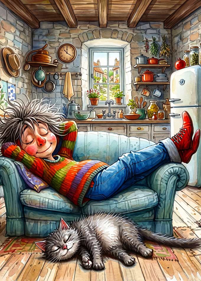 Cozy Cat Nap Cozy Cartoon Art