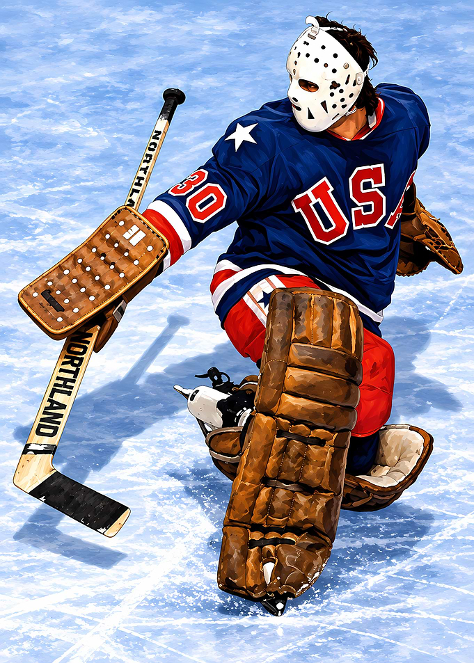 Vintage USA Hockey Goalie Illustration