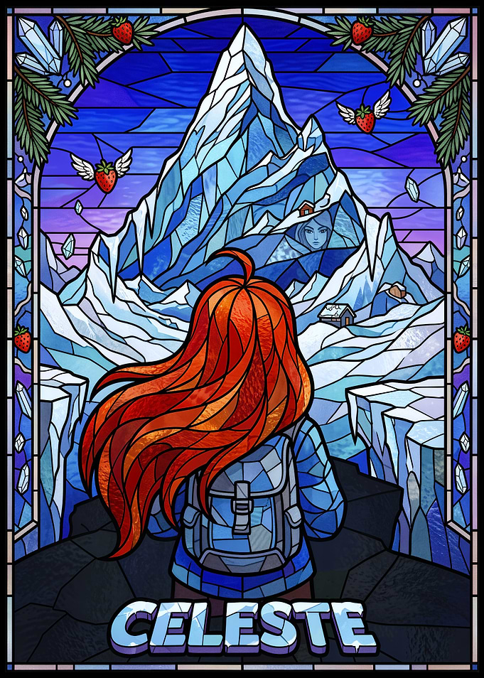 Celeste Stained Glass Mountain Art