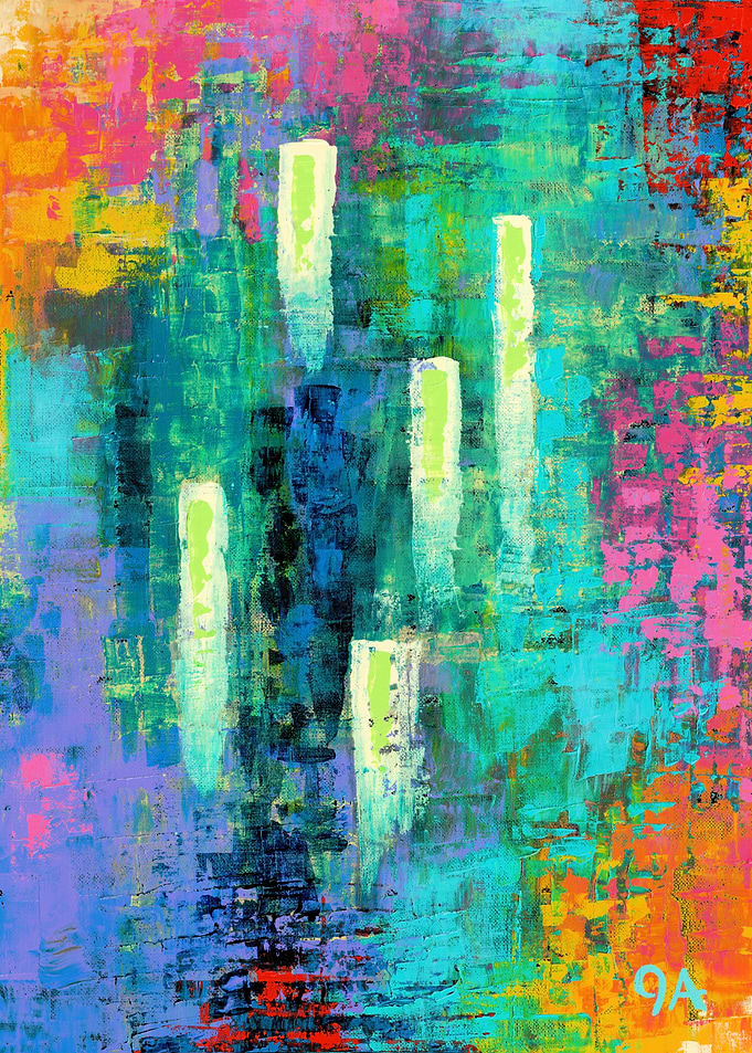 Vibrant Abstract Vertical Strokes Painting - Technicolor Ascension