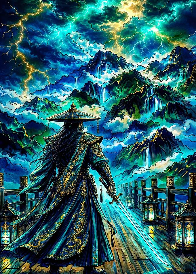 Samurai Thunder Mountains Fantasy A
