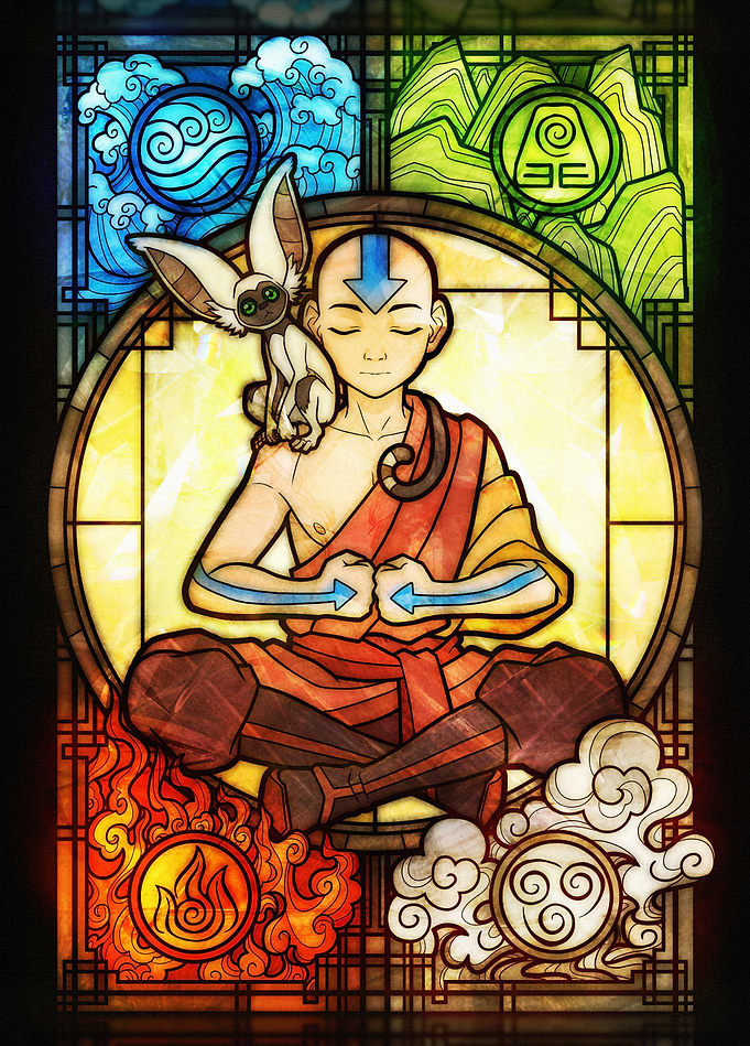 Aang and Momo - Stained Glass