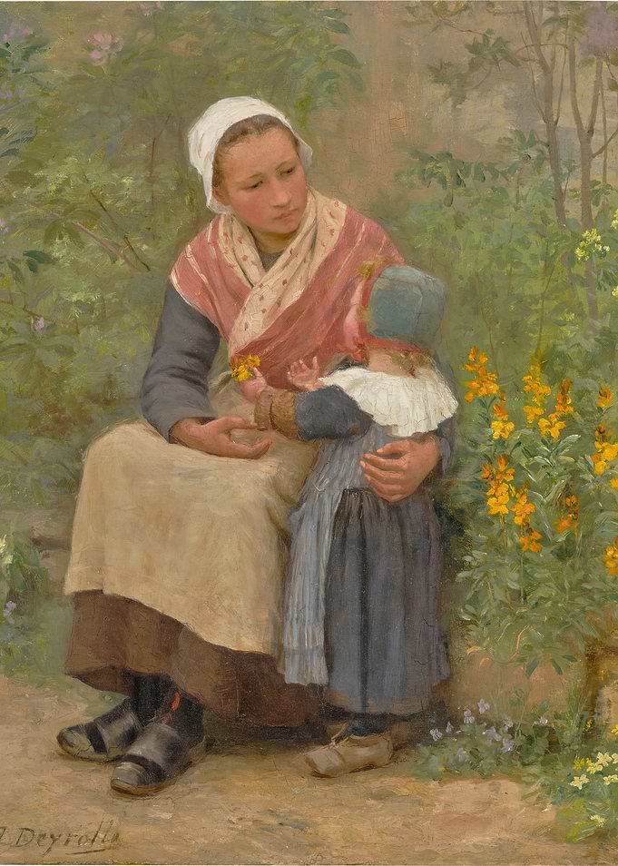 Mother and Child in Garden Painting