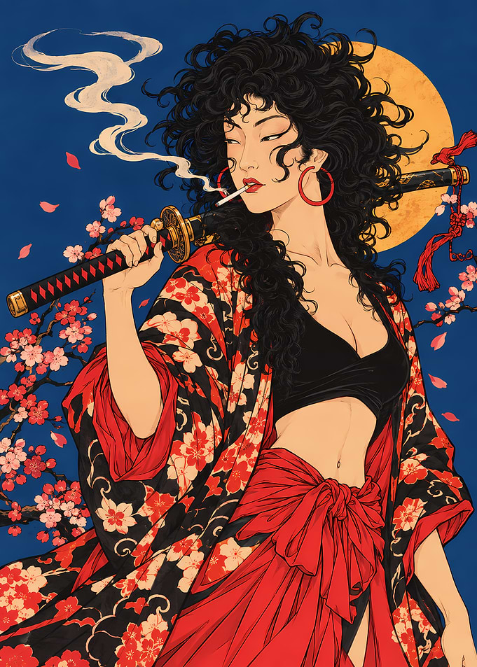 Stylish Samurai Woman with Katana