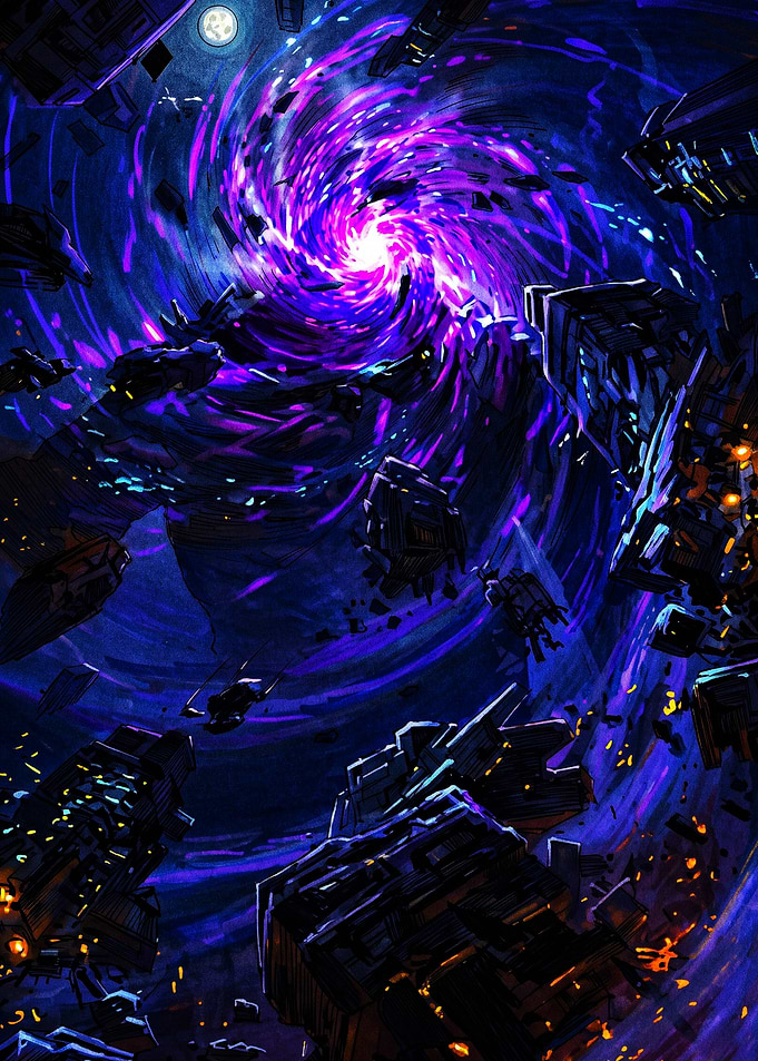 Cosmic Void Consuming Space Fleet