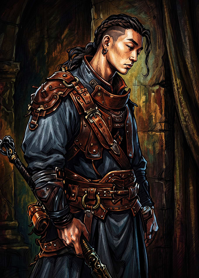 Pensive Warrior in Leather Armor
