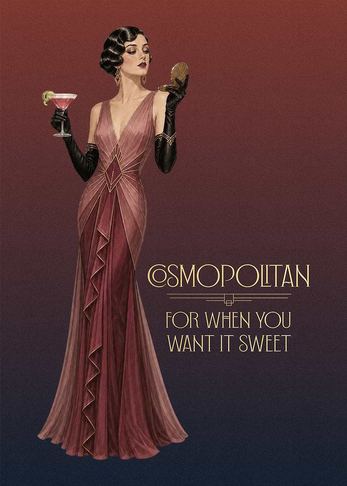 Art Deco Cosmopolitan Cocktail Poster