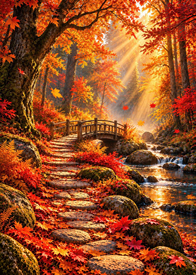 Sunlit Autumn Forest