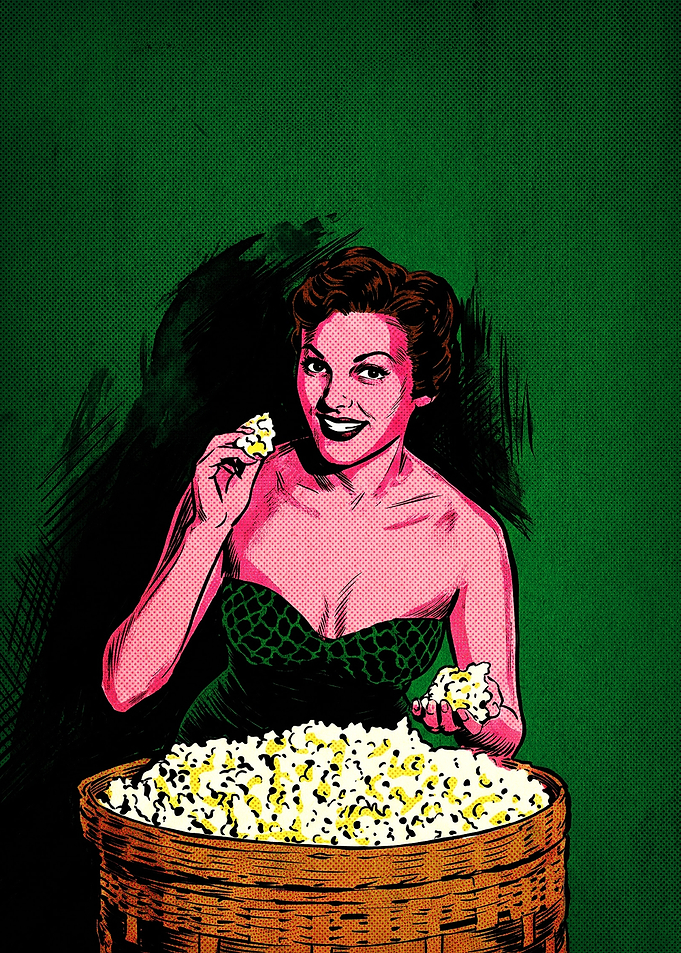 Retro Pop Art Popcorn Woman