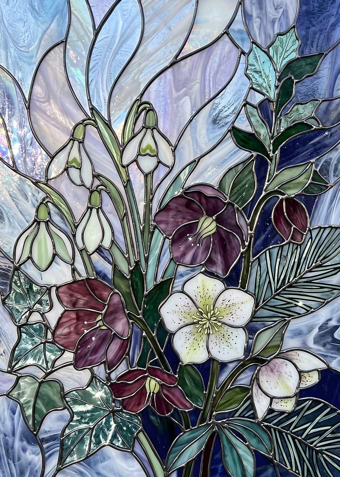 Stained Glass Winter flowers