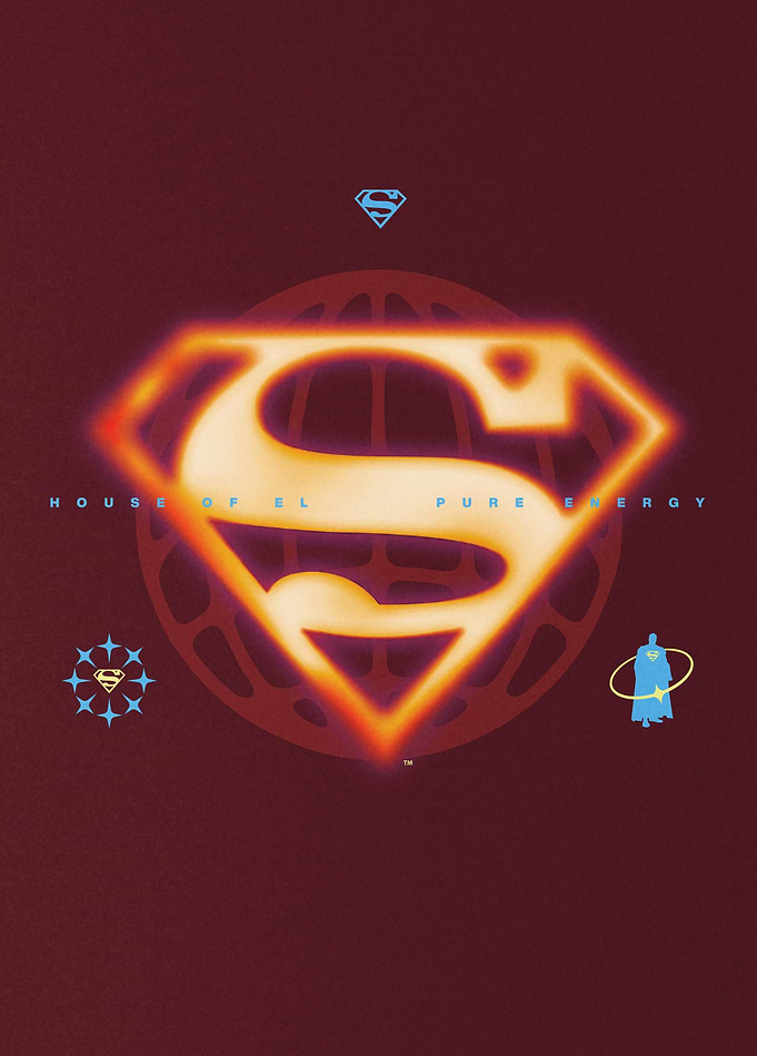 Superman – Neon S-Shield Crimson Poster