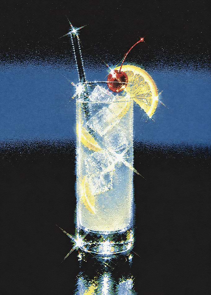 Sparkling Retro Cocktail Illustration