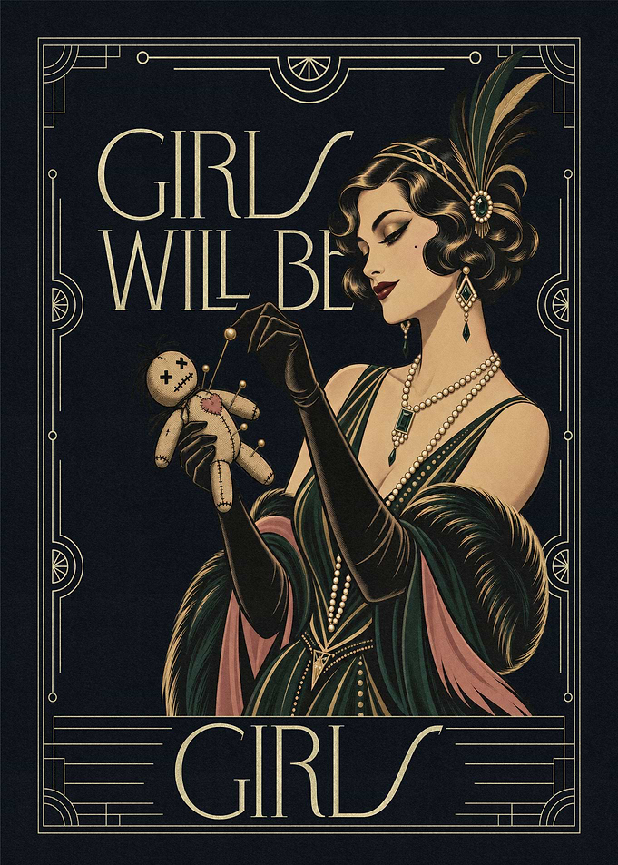 Art Deco Voodoo Doll Flapper Poster