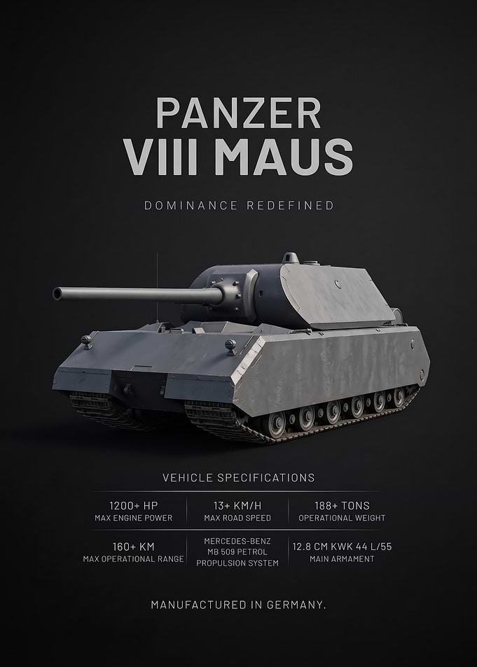 minimalist Panzer VIII Maus Tank Technical Poster