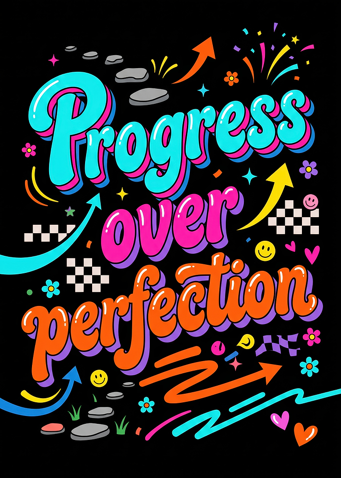 Progress Over Perfection Motivational Typography
