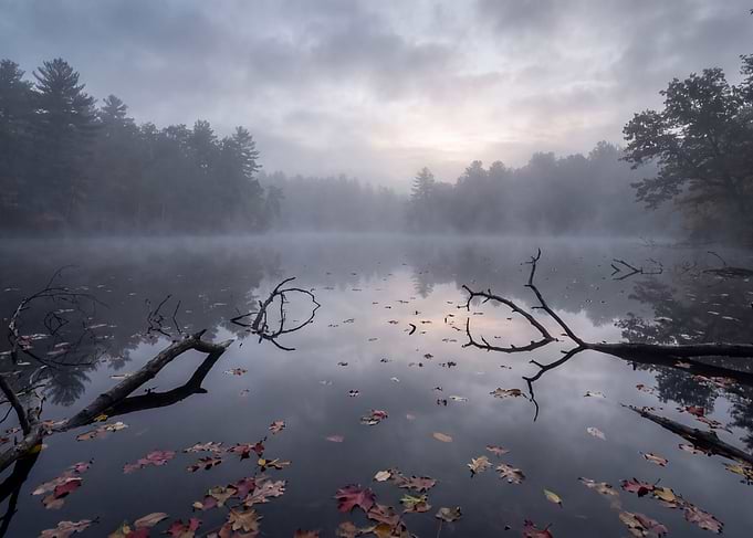 Misty Autumn Lake at Dawn