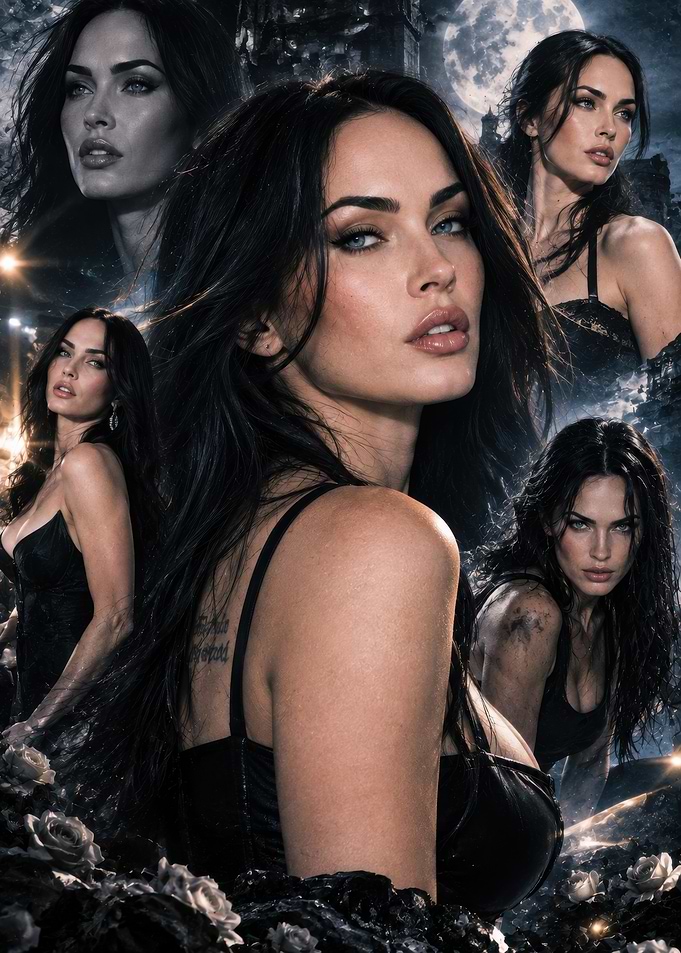 Megan Fox Cinematic Collage Portrait