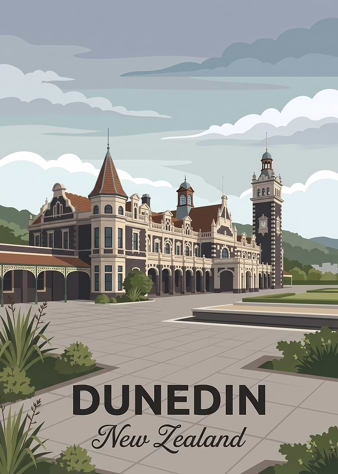 Dunedin Railway Station Travel Poster